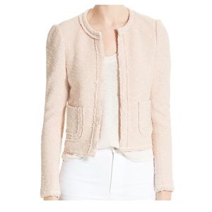Rebecca Taylor pink Tweed Boucle cropped jacket size 2